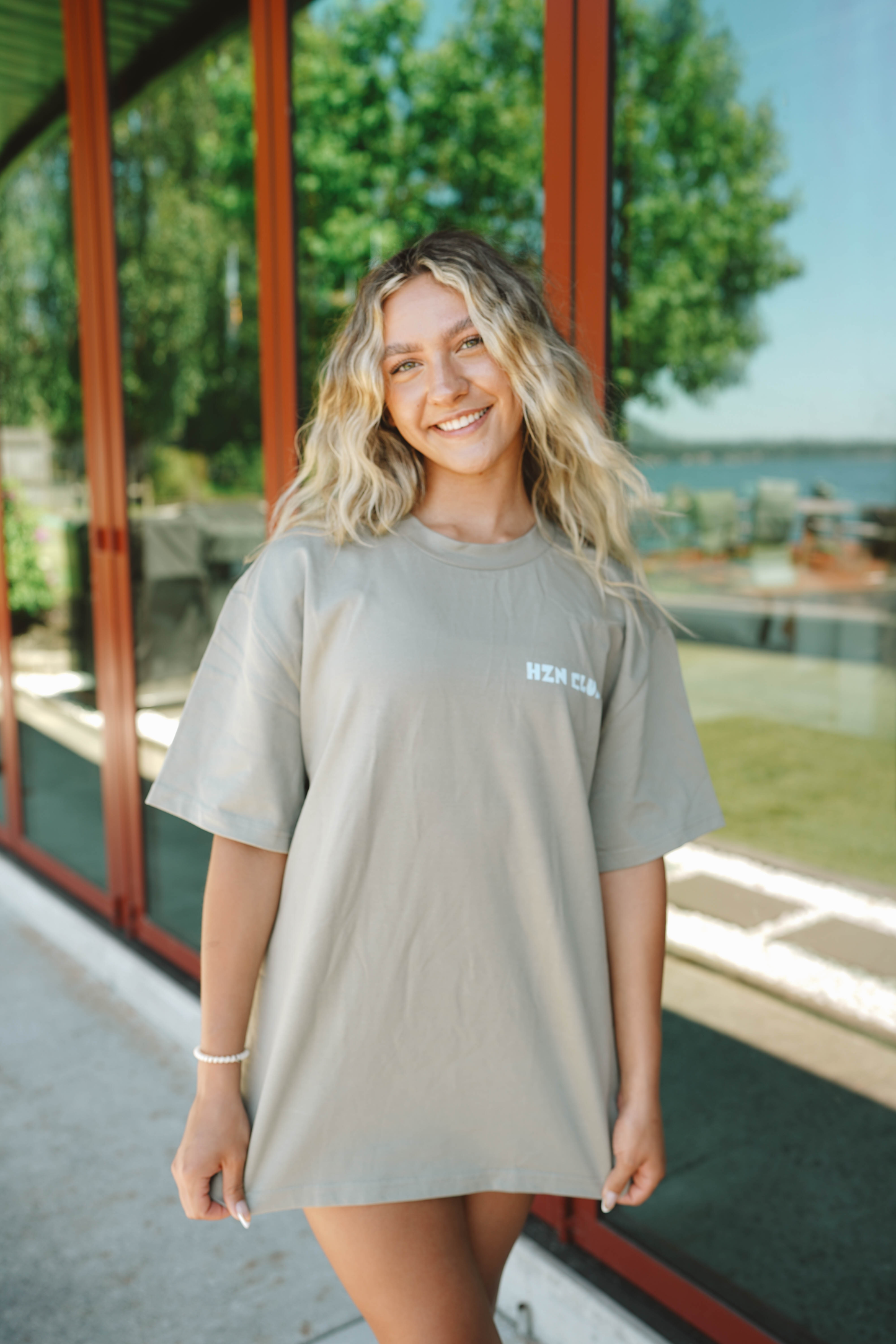 Retro Wave Oversized Tee - Sage