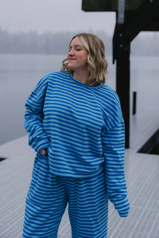 Oversized Crewneck- Blue Crush
